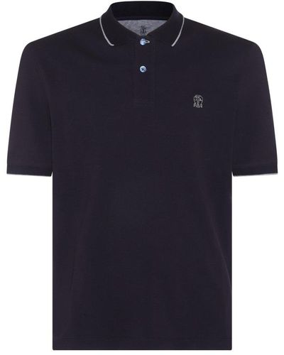 Brunello Cucinelli Logo-embroidered Short-sleeved Polo Shirt - Blue