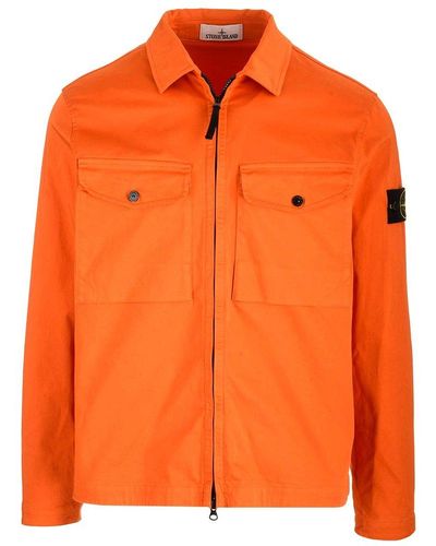 Stone Island Compass-badge Zipped Jacket - Orange