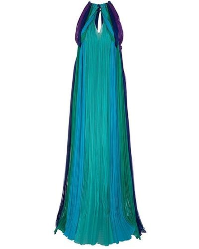 Alberta Ferretti Draped Sleeveless Gown - Blue