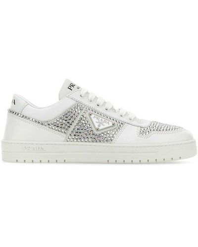 Prada Crystal-embellished Low-top Sneakers - White
