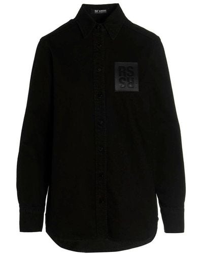 Raf Simons Logo Denim Shirt - Black