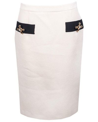 Moschino Hot 'n Cold Faucet Embellished Midi Skirt - White