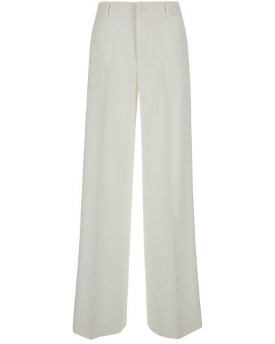 PT Torino Lorenza High Waist Half Elastic Belt Trousers - White