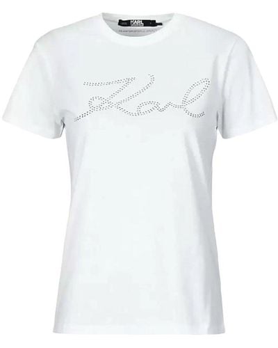 Karl Lagerfeld Embellished Karl Signature T-shirt - White