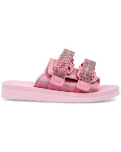 Blumarine X Suicoke Embellished Touch Strap Slides - Pink