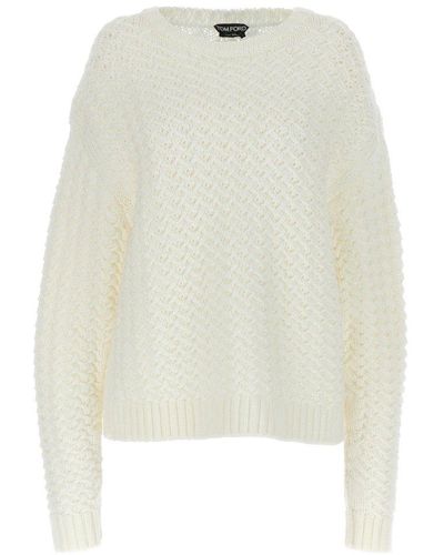 Tom Ford Crewneck Knitted Sweater - White