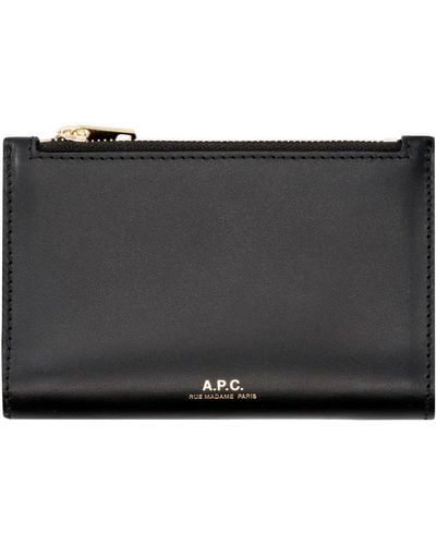 A.P.C. Willy Logo Embossed Wallet - Black