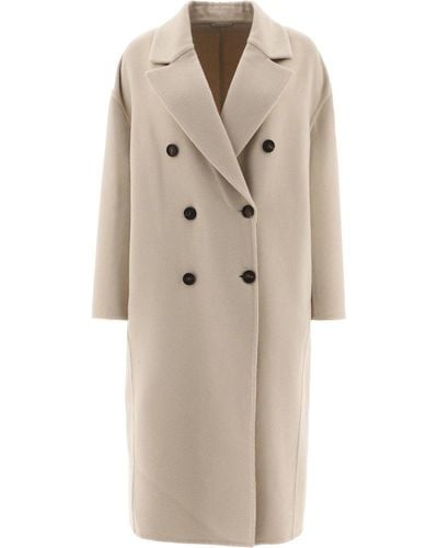 Brunello Cucinelli Double-breasted Oversized Coat - Natural