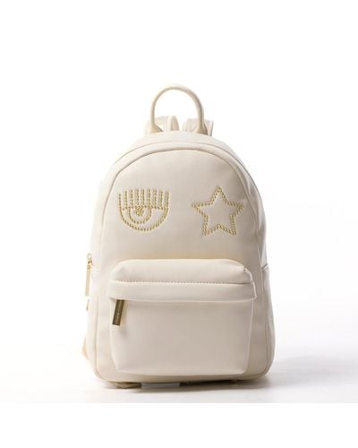 Chiara Ferragni Eyelike Studded Zipped Backpack - Natural