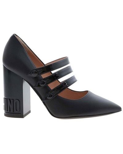 Moschino Logo Embossed Pointed-toe Court Shoes - Black
