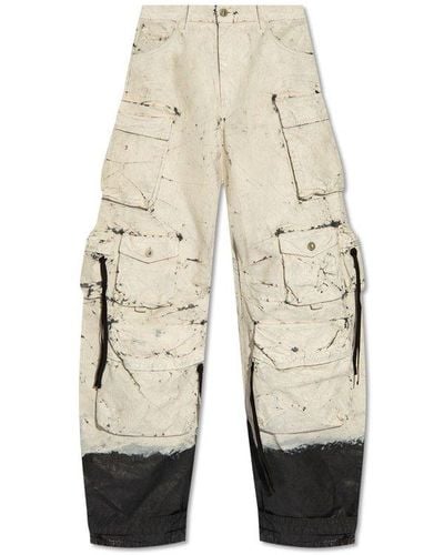 The Attico Fern Painted Wide-leg Cargo Jeans - White
