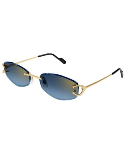 Cartier Geometric Frame Sunglasses - Blue