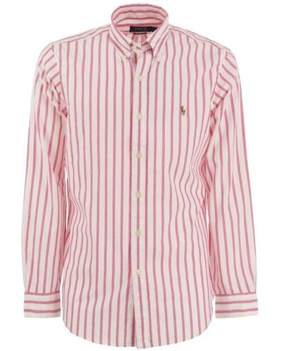 Polo Ralph Lauren Custom-fit Striped Oxford Shirt - Pink