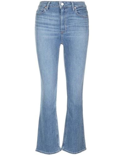 PAIGE Claudine High-waist Logo Patch Flared Jeans - Blue