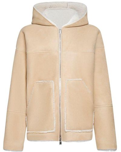 DSquared² Shearling Long-sleeved Hooded Jacket - Natural