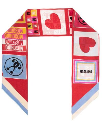 Moschino Printed Scarf, - Red