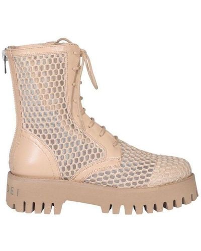 Casadei Mesh Detailed Ankle Boots - Natural