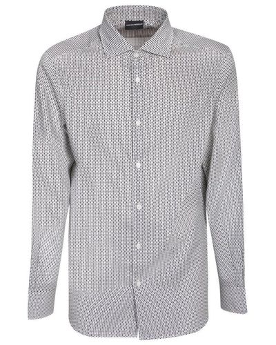 Emporio Armani Graphic-pattern Printed Button-up Shirt - Grey