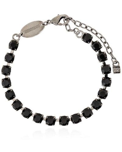 DSquared² Crystal-embellished Logo Charm Bracelet - Metallic