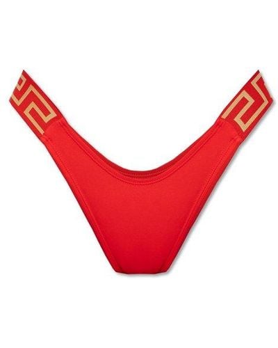 Versace Logo Band Swimsuit Bottom - Red