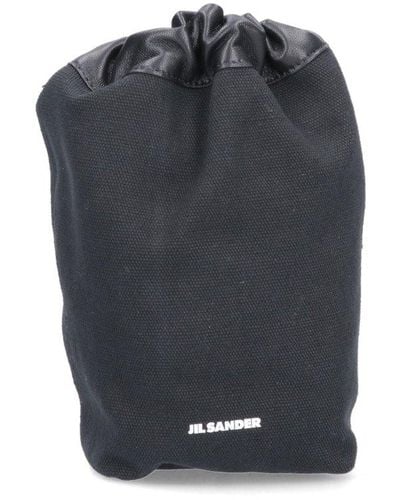 Jil Sander Logo-printed Drawstring Clutch Bag - Black