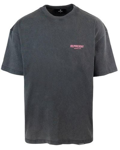 Represent Owners Club Logo Printed Crewneck T-shirt - Grey