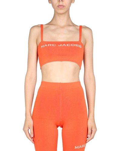Marc Jacobs Top With Logo Inlay - Orange