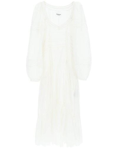 Isabel Marant Mid-length Long-sleeved Flared Dress - White