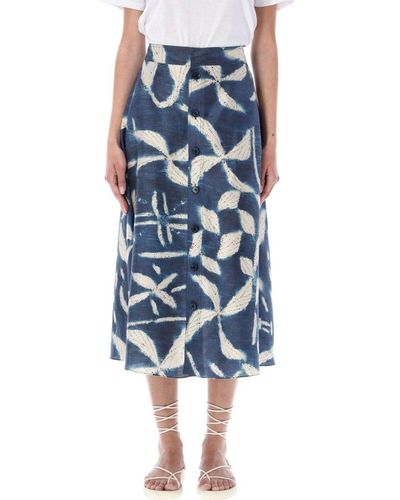 Ralph Lauren Patterned Gerald Midi Skirt - Blue