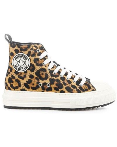 DSquared² Berlin Leopard Printed High-top Trainers - Multicolour