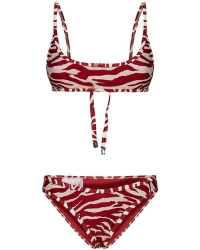 The Attico Zebra-print Bikini Set - Red