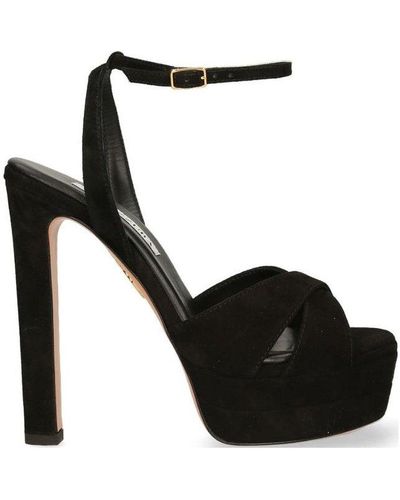 Aquazzura Crossover Strap Platform Sandals - Black