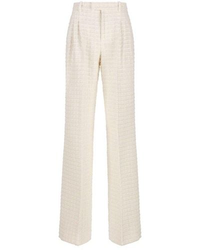 Gucci Wide Leg Tweed Trousers - White