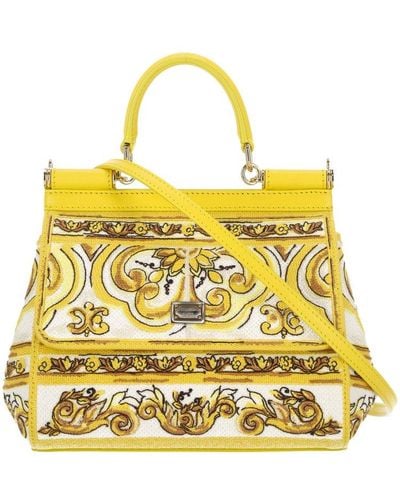Dolce & Gabbana Majolica Pattern Medium Sicily Handbag - Yellow