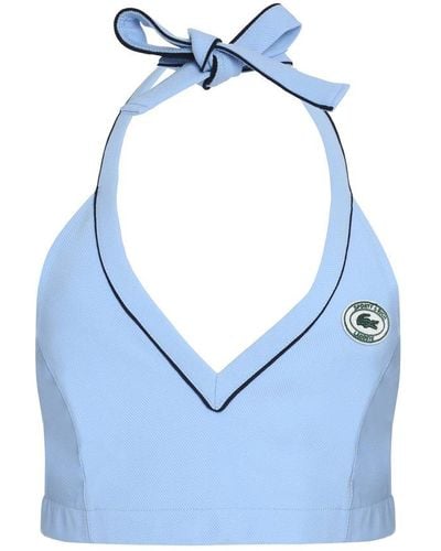 Sporty & Rich Lacoste X - Halter Sports Crop-top With Logo - Blue