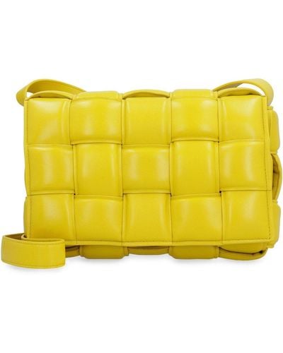 Bottega Veneta Padded Cassette Leather Crossbody Bag - Yellow