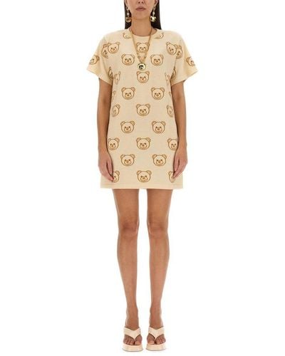 Moschino Dress With Teddy Bear Embroidery - Natural