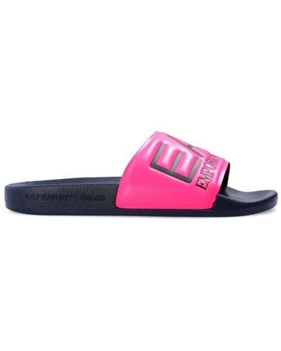 EA7 Logo-embossed Open Toe Slides - Pink