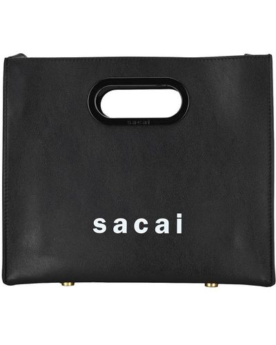 Sacai Logo Small Shopper Tote Bag - Black