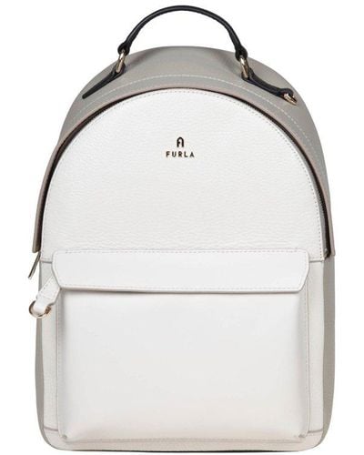 Furla Fable Backpack In Marshmallow Colour Leather - White