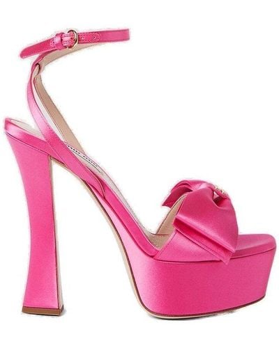 Miu Miu Satin Platform Sandals - Pink