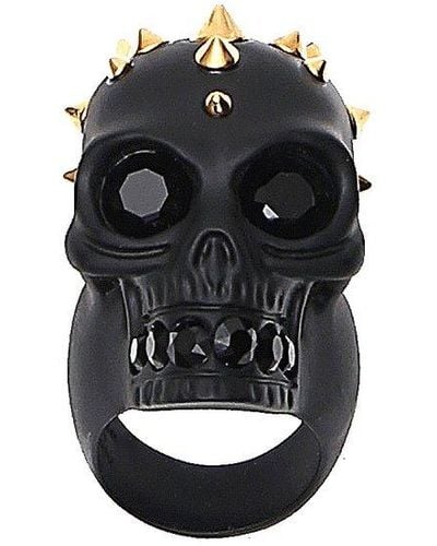 Alexander McQueen Skull Embellished Ring - Black