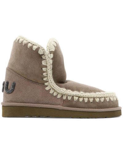 Mou Eskimo 18 Contrast Stitched Ankle Boots - Brown