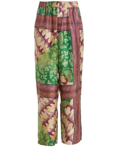 Aries Paisley Print Wide Leg Trousers - Green