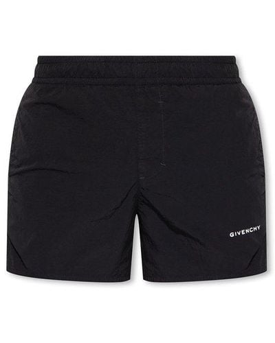 Givenchy Logo Printed Elastic Waist Swim Shorts - Black