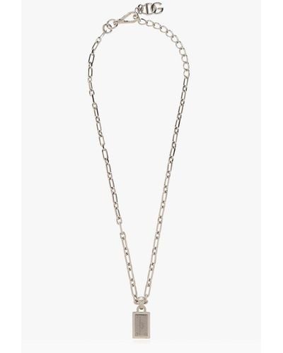 Dolce & Gabbana Logo Charm Necklace - White