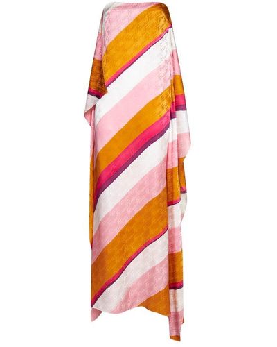 Fendi Brush Striped Print Long Dress - Multicolour