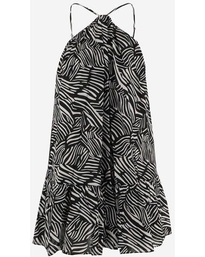 Michael Kors Ruffled Detail Printed Dress - Black