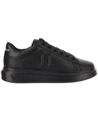Karl Lagerfeld Round Toe Lace-up Trainers - Black