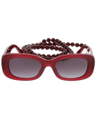 Chanel Square Frame Beaded Sunglasses - Red